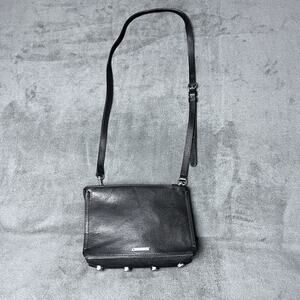 Rebecca Minkoff Regan Black Leather Crossbody Bag Silver Studs 9x6 Classic